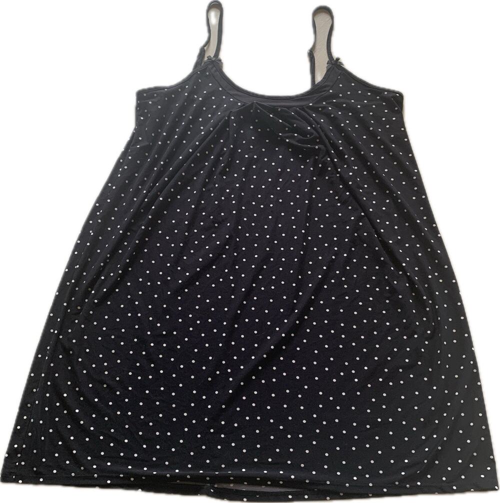 California Dynasty Black White Polka Dot Babydoll Nightgown Pajamas Chemise XL